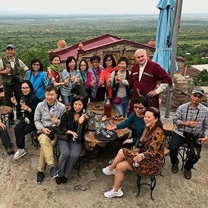 Ancestral wine cellar guests faces tasting
