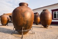 Huge clay wine containers in alentejo region, portugal