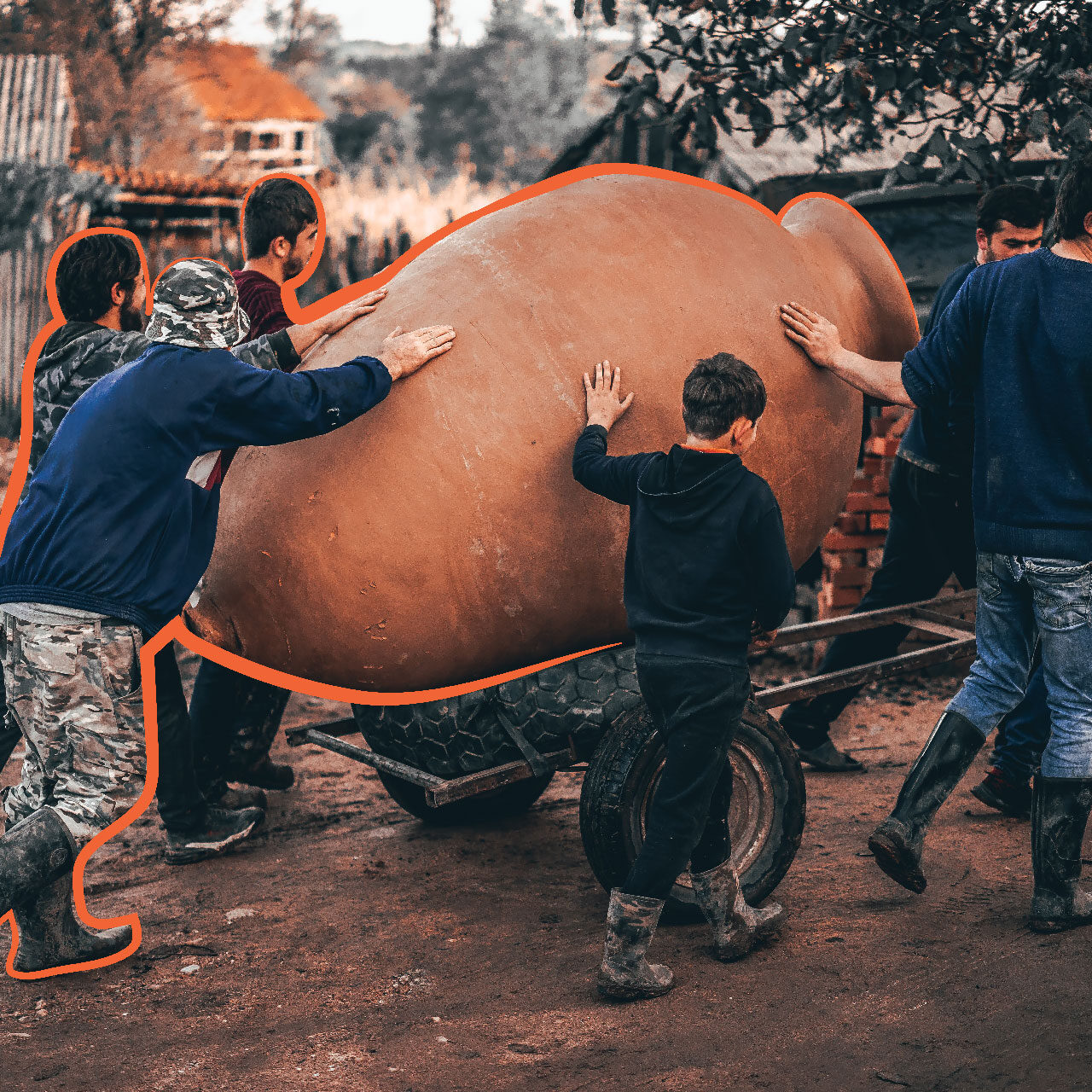 Man-pushing-big-amphora Man Pushing Big Amphora